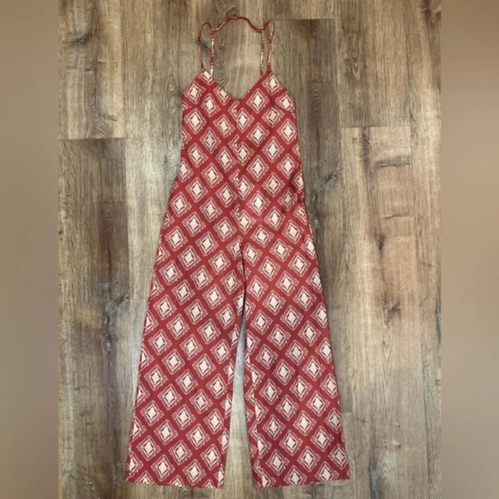 NWT ZARA THE JAMI JUMPSUIT V neck Spaghetti Straps Wide‎ Leg Size XS